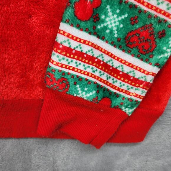 Disney Holiday Sweater Juniors 7/8 Mickey Mouse Reindeer Christmas Fuzzy Red Fes - Picture 4 of 10